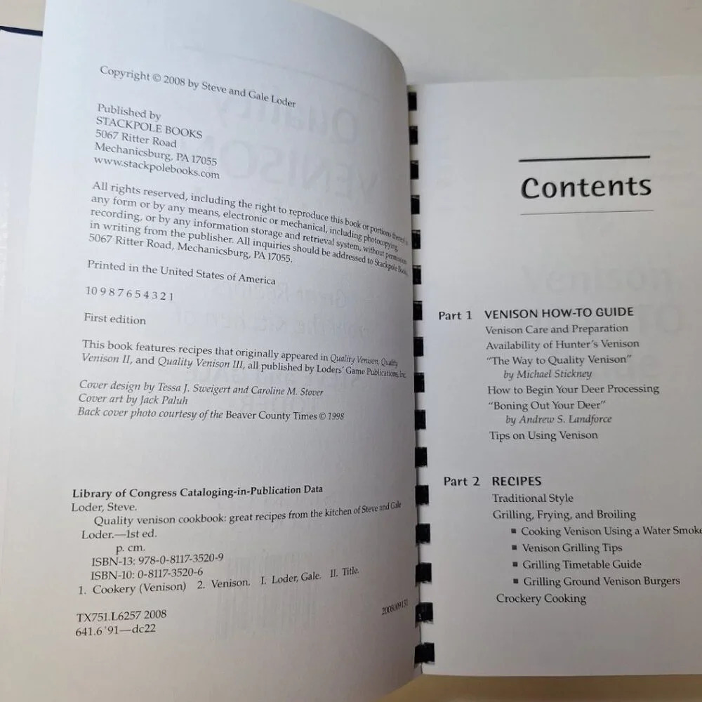 Quality Venison Cookbook Deer‎ Recipes Loder 2008 Hunter Grilling Crockpot Guide